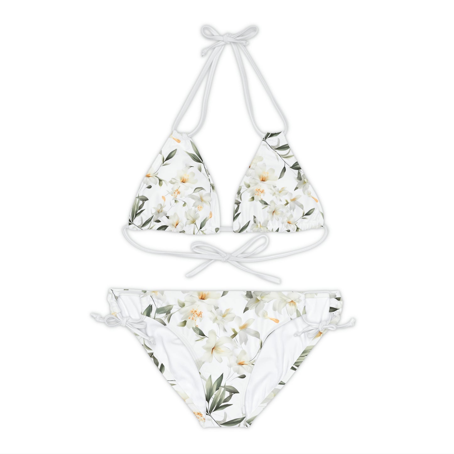 Delicate Flowers White Bikini, Swimwear for women, Bikinigirls